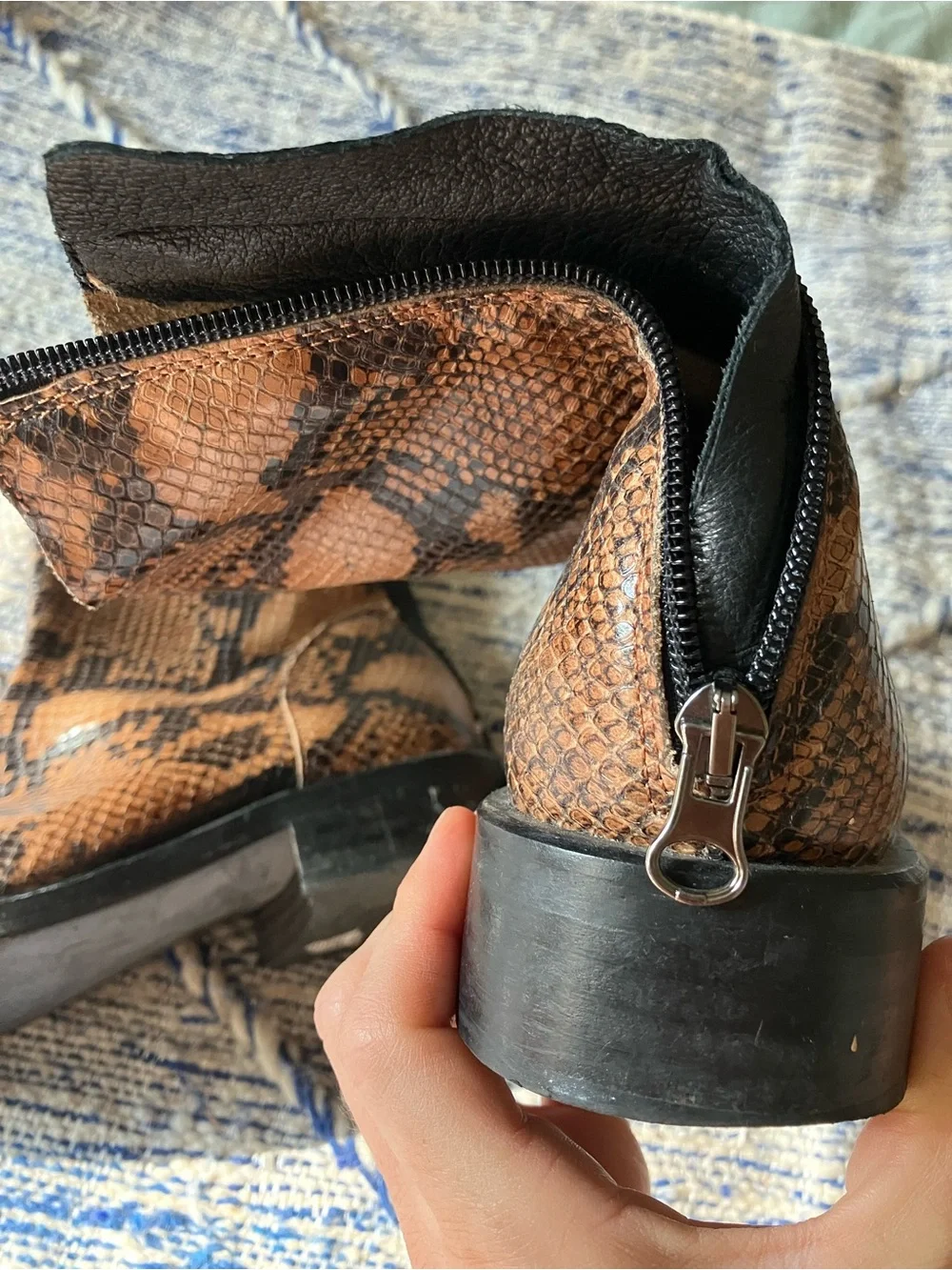 Intervalle snakeskin leather vintage like boots